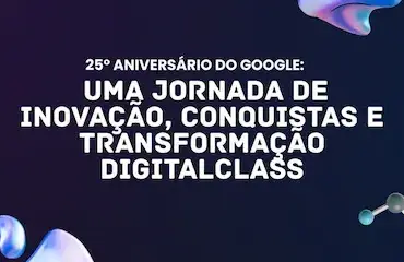 25º Aniversário do Google: Uma Jornada de Inovação, Conquistas e Transformação Digital 9 Purple Orange and White Playful Computer Class Google Classroom Header
