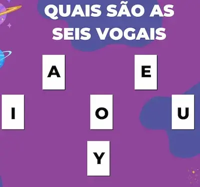 Cartaz A4 vogais universo colorido